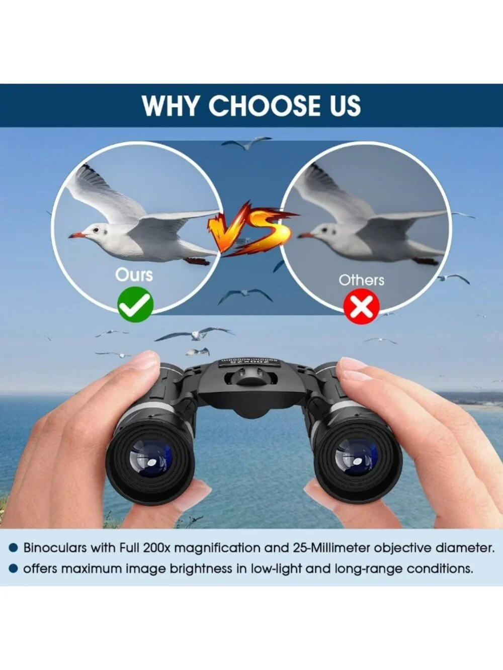 High-Powered Compact Binoculars for Adults & Kids - Waterproof Mini Pocket